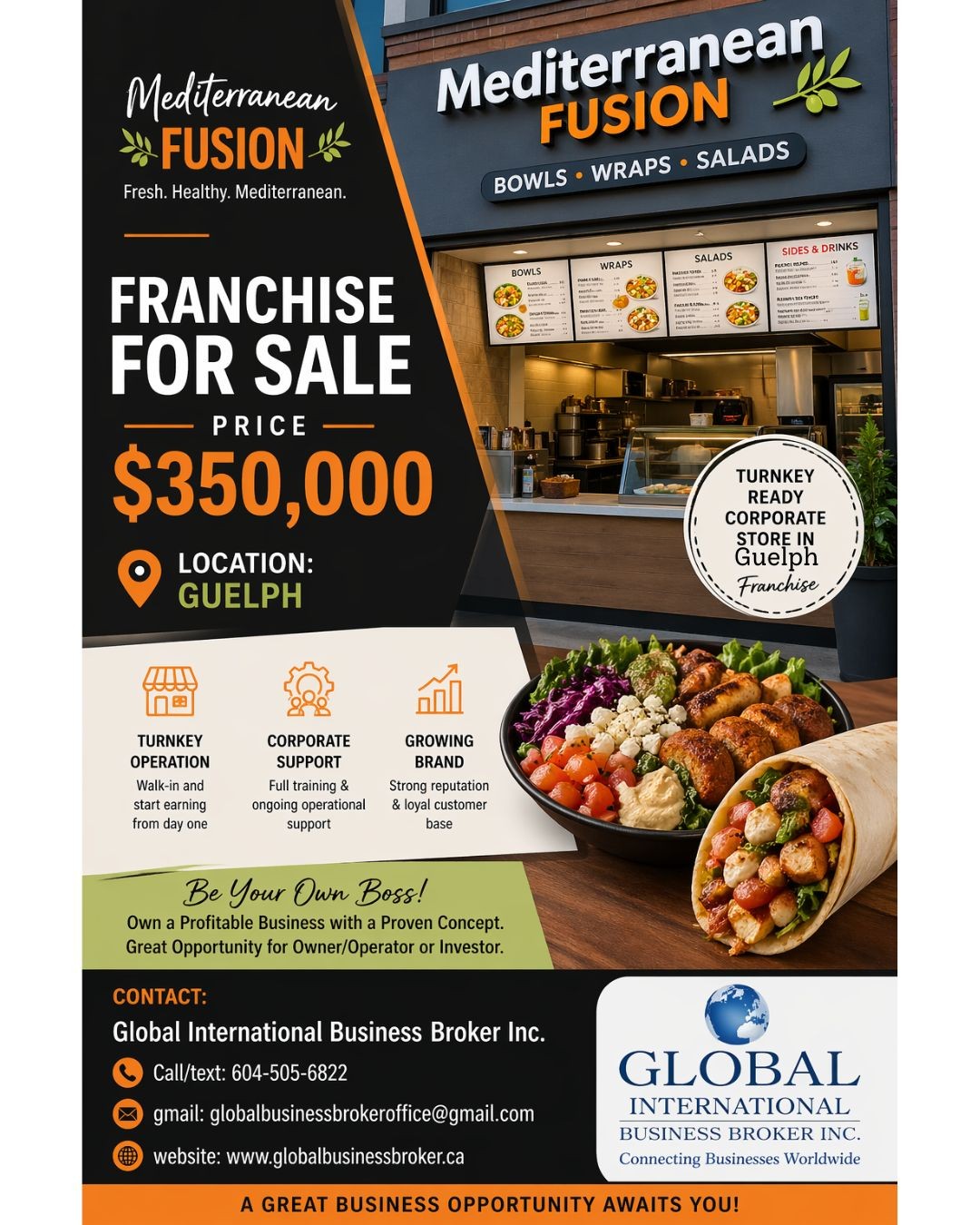 Mediterranean Fusion Franchise for Sale in Guelph
